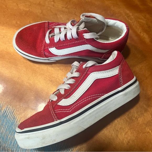 VANS old Skool Red White Suede Canvas Shoes size 12.5 - Picture 1 of 11